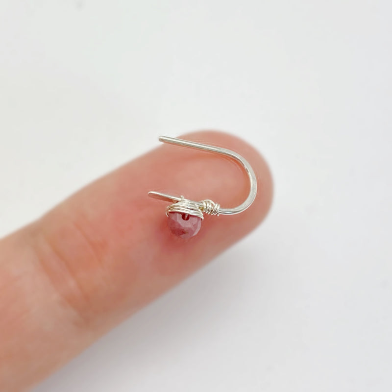 Zilveren Minimalistische Oorbellen Met Rhodoniet