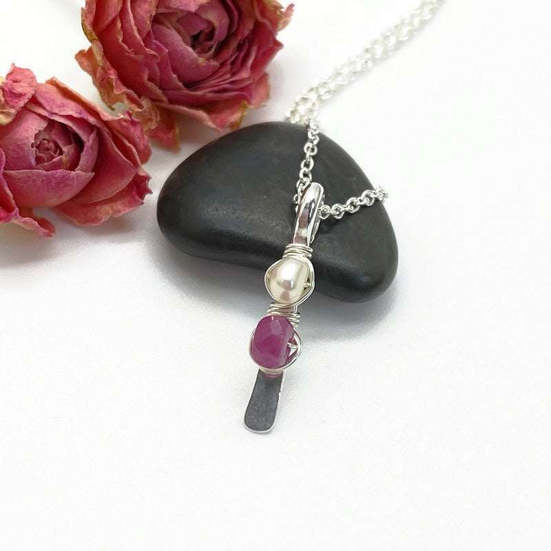 Zilveren Collier Met 2 Geboorte Edelstenen