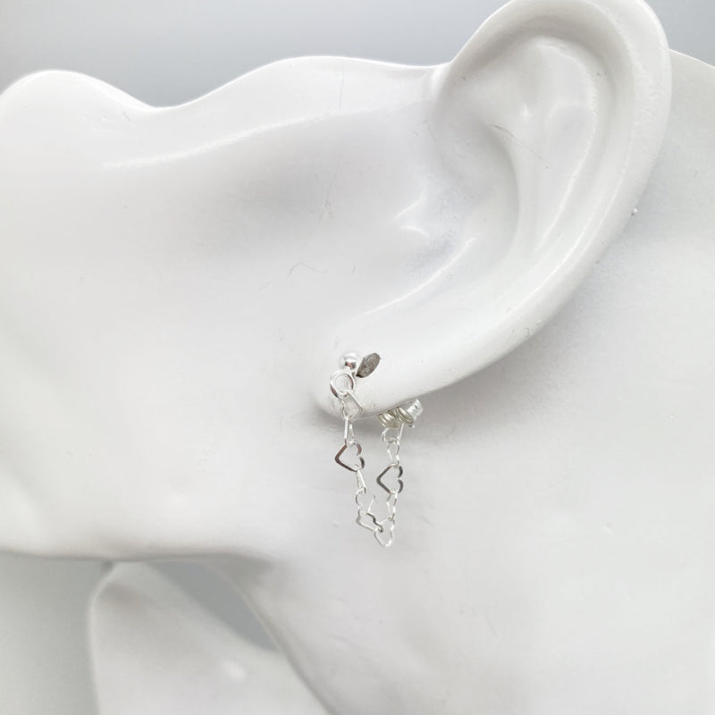 Sterling Zilveren Ketting Oorbellen Met Hartjes