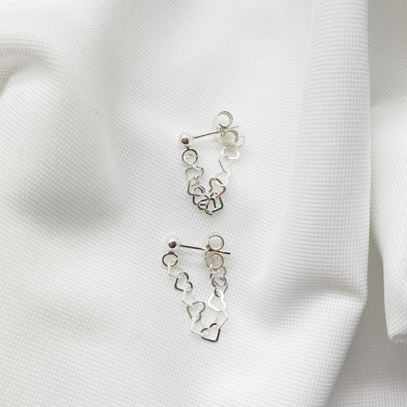 Sterling Zilveren Ketting Oorbellen Met Hartjes