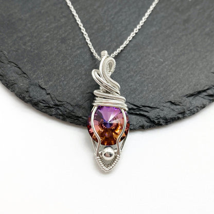 Small Wire Wrapped Swarovski Kristal Volcano Rivoli