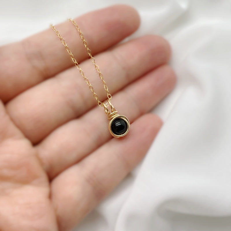 Gouden Collier Met Onyx, 14K Gold Filled