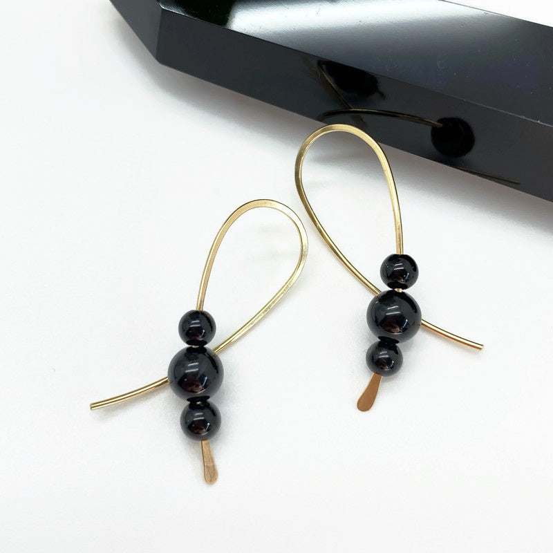 14K Gold Filled Confetti Oorbellen Met Onyx