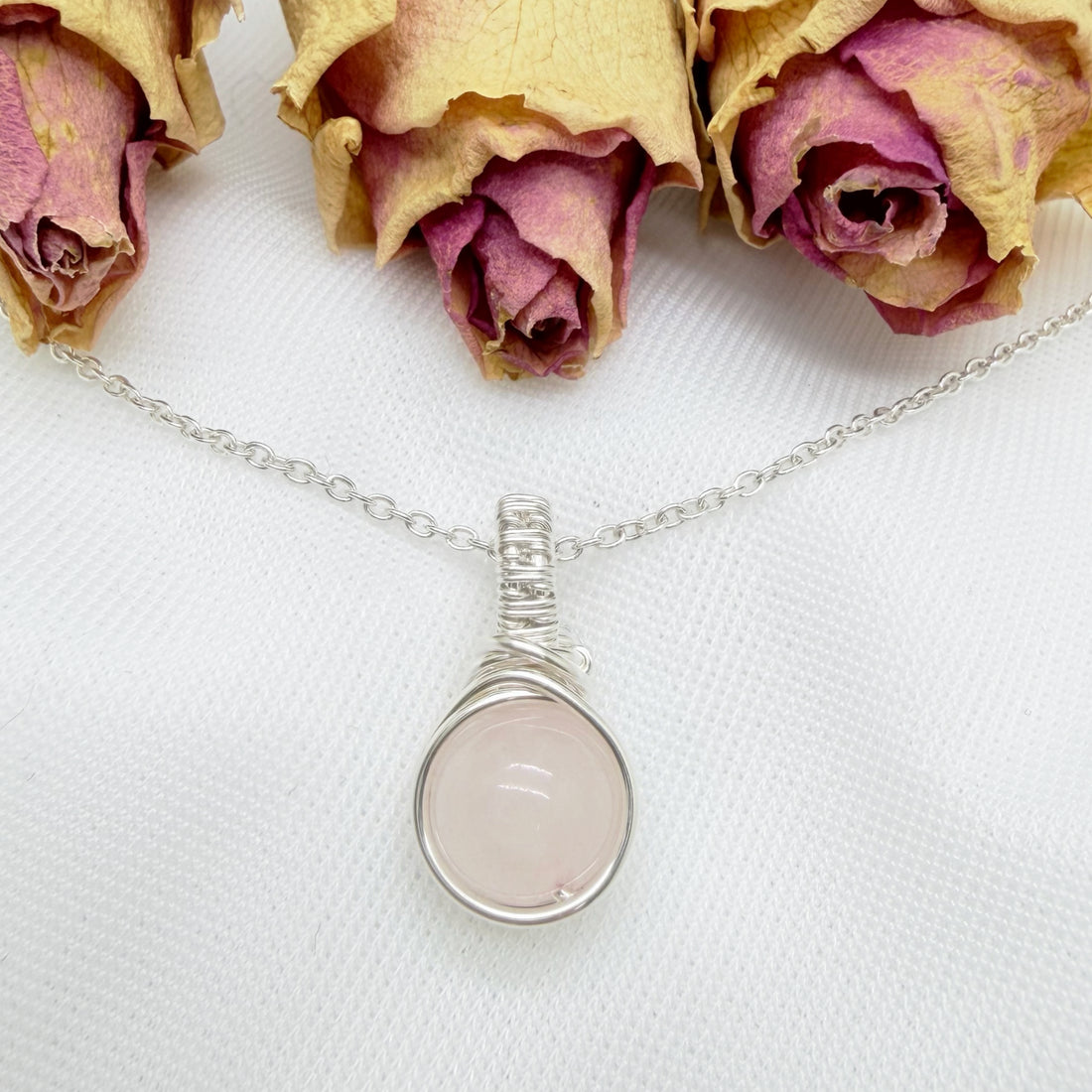 Zilveren rozenkwarts hanger van sterling zilver