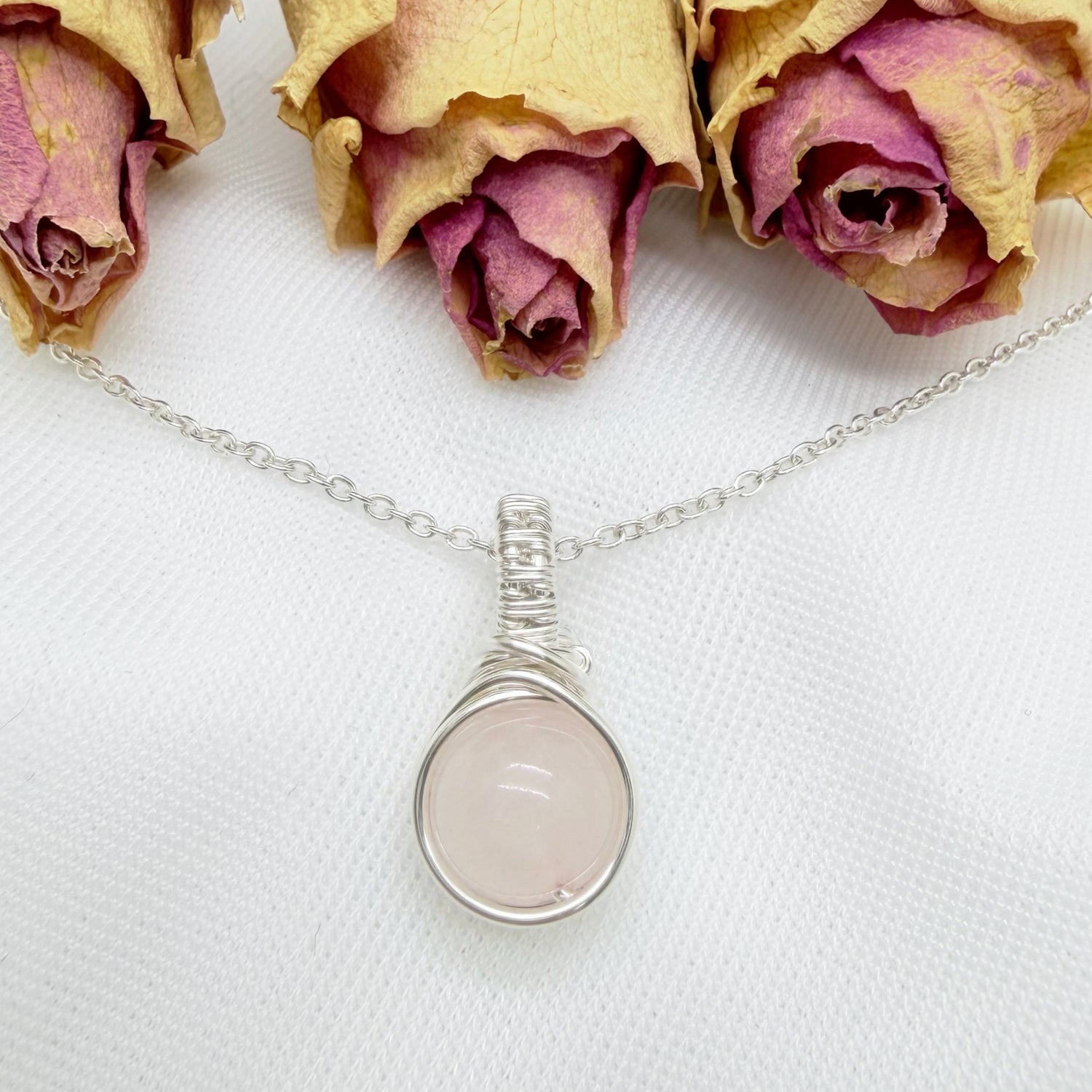 Zilveren rozenkwarts hanger van sterling zilver
