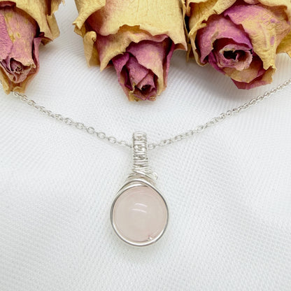 Zilveren rozenkwarts hanger van sterling zilver