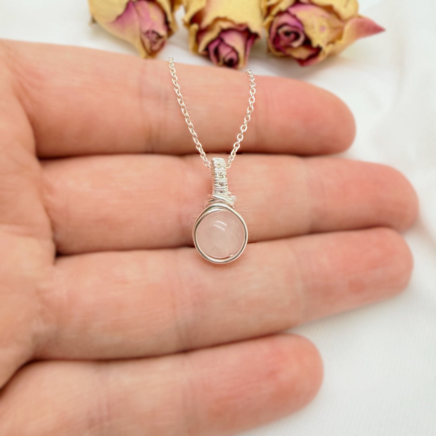 Zilveren rozenkwarts hanger van sterling zilver