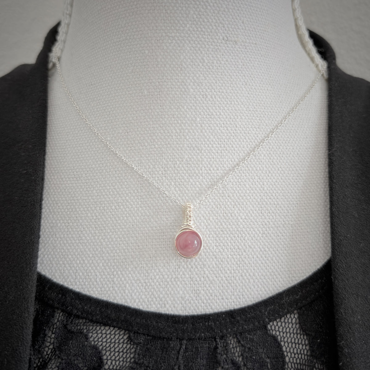 Sterling zilveren vintage roze rozenkwarts hanger