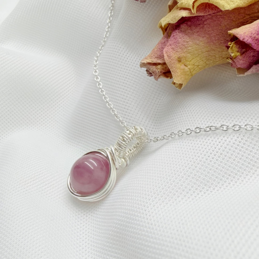 Sterling zilveren vintage roze rozenkwarts hanger