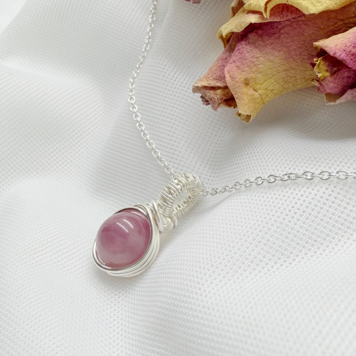 Sterling zilveren vintage roze rozenkwarts hanger