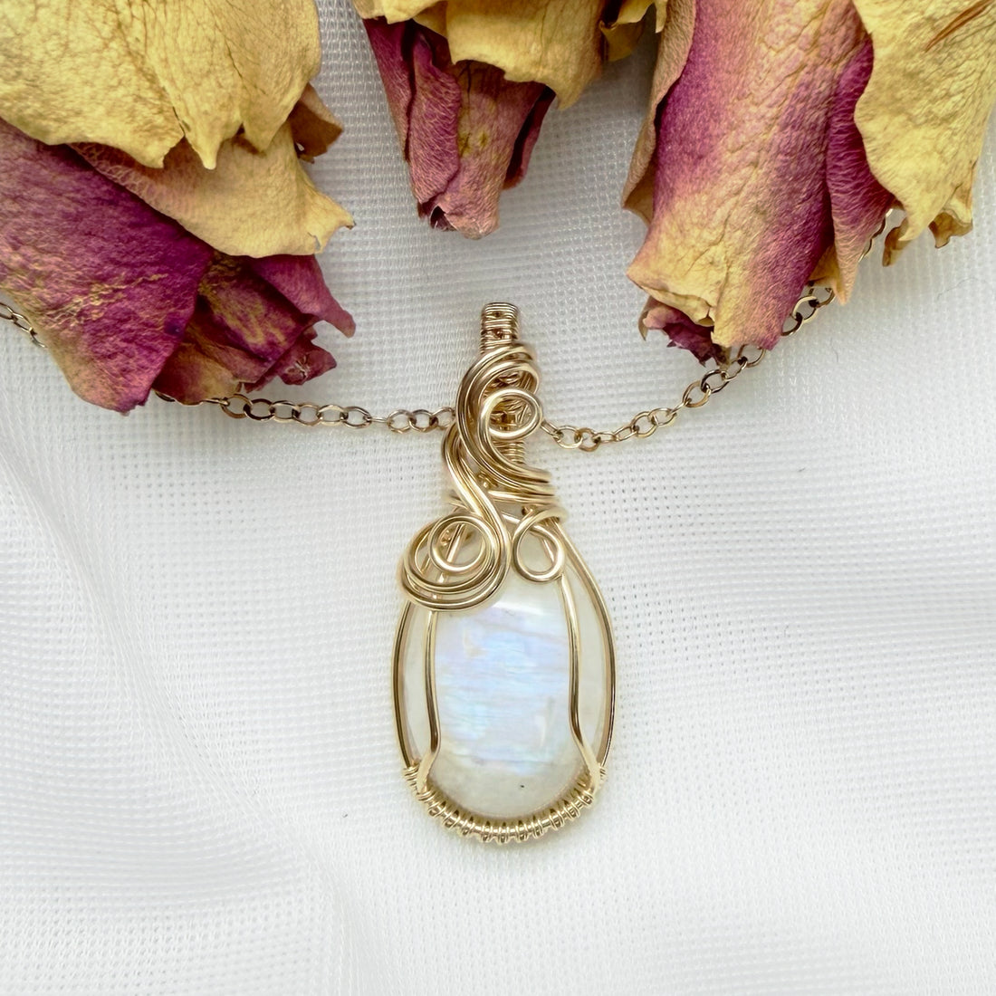 Hanger - 14K gold filled - Met regenboog maansteen