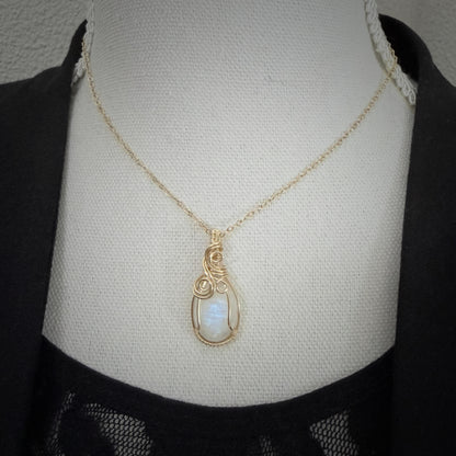 Hanger - 14K gold filled - Met regenboog maansteen