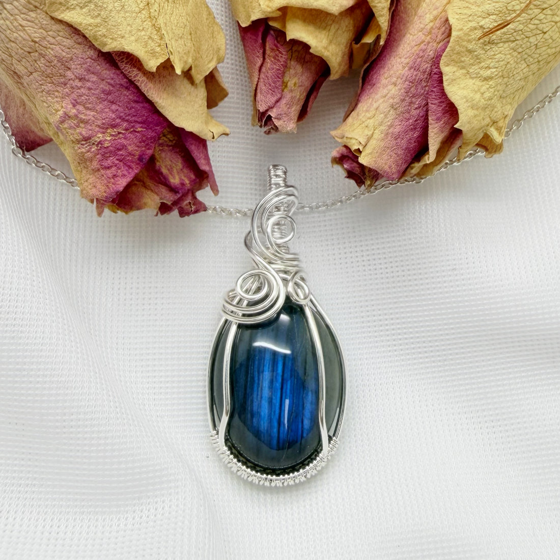 Wire wrap hanger - Zilver - Met labradoriet - Sterling zilver