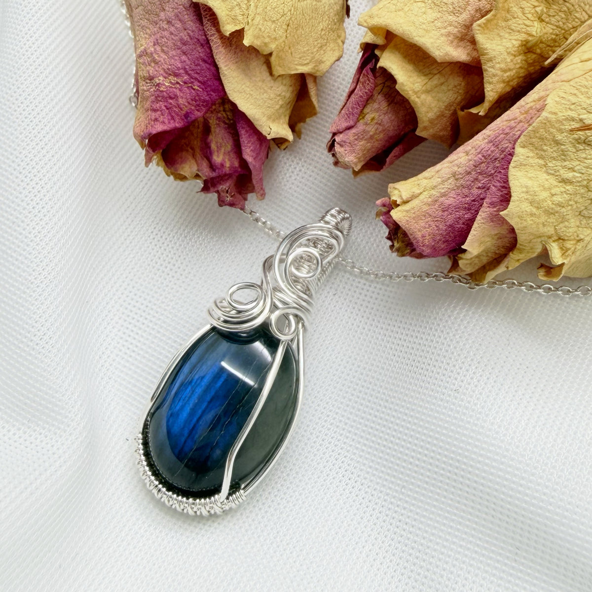 Wire wrap hanger - Zilver - Met labradoriet - Sterling zilver