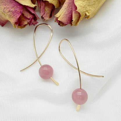 14k gold filled confetti oorbellen met rozenkwarts uit Madagascar