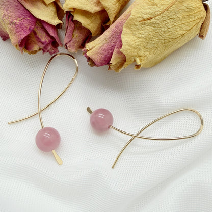 14k gold filled confetti oorbellen met rozenkwarts uit Madagascar