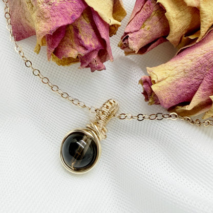 Rookkwarts hanger van 14k gold filled - wire wrap hanger