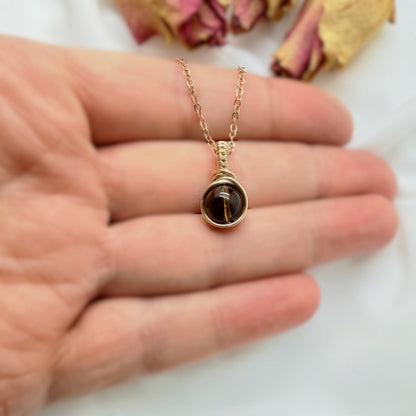 Rookkwarts hanger van 14k gold filled - wire wrap hanger