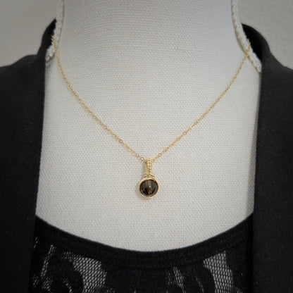 Rookkwarts hanger van 14k gold filled - wire wrap hanger