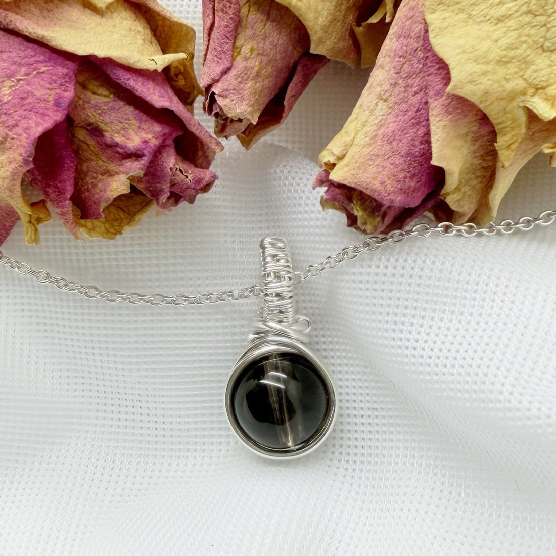 Sterling zilveren rookkwarts hanger - Wire wrapped hanger
