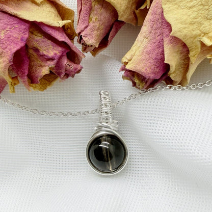Sterling zilveren rookkwarts hanger - Wire wrapped hanger