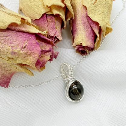 Sterling zilveren rookkwarts hanger - Wire wrapped hanger