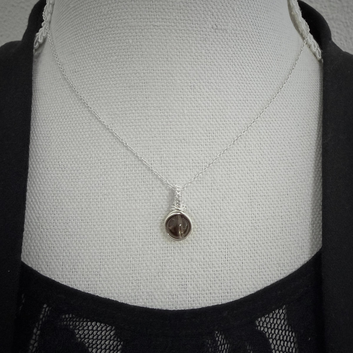 Sterling zilveren rookkwarts hanger - Wire wrapped hanger