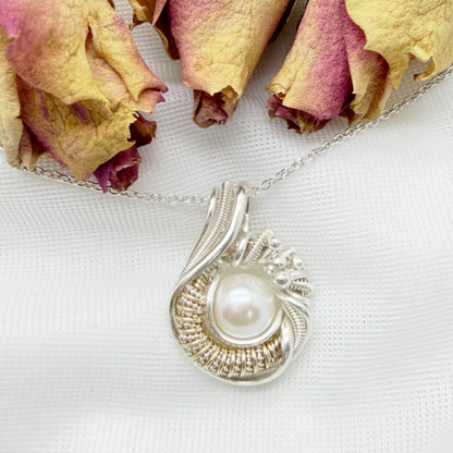 Wire wrap hanger - Sterling zilver - 14K gold filled - Met zoetwaterparel