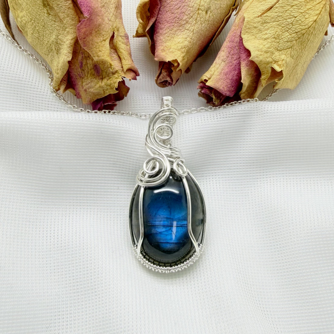 Wire wrap hanger - Zilver - Met labradoriet - Sterling zilver