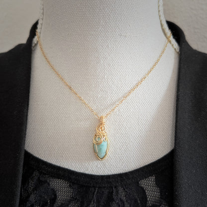 Wirewrap hanger - 14K gold filled - Met Larimar steen