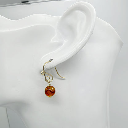 14k gold fill oorbellen met Barnsteen