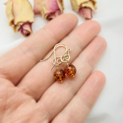 14k gold fill oorbellen met Barnsteen