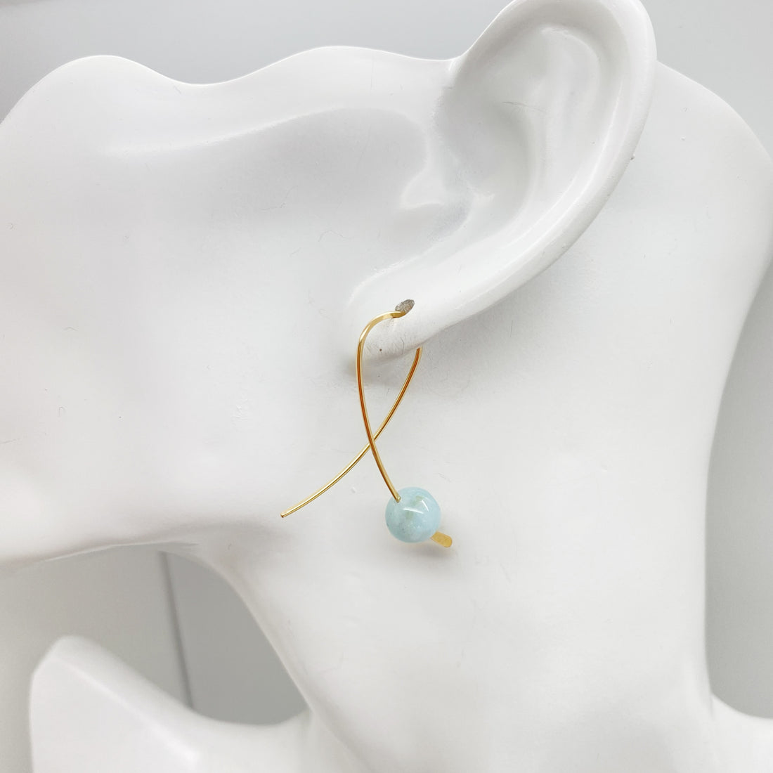 14K Gold Filled Confetti Oorbellen Met Aquamarijn