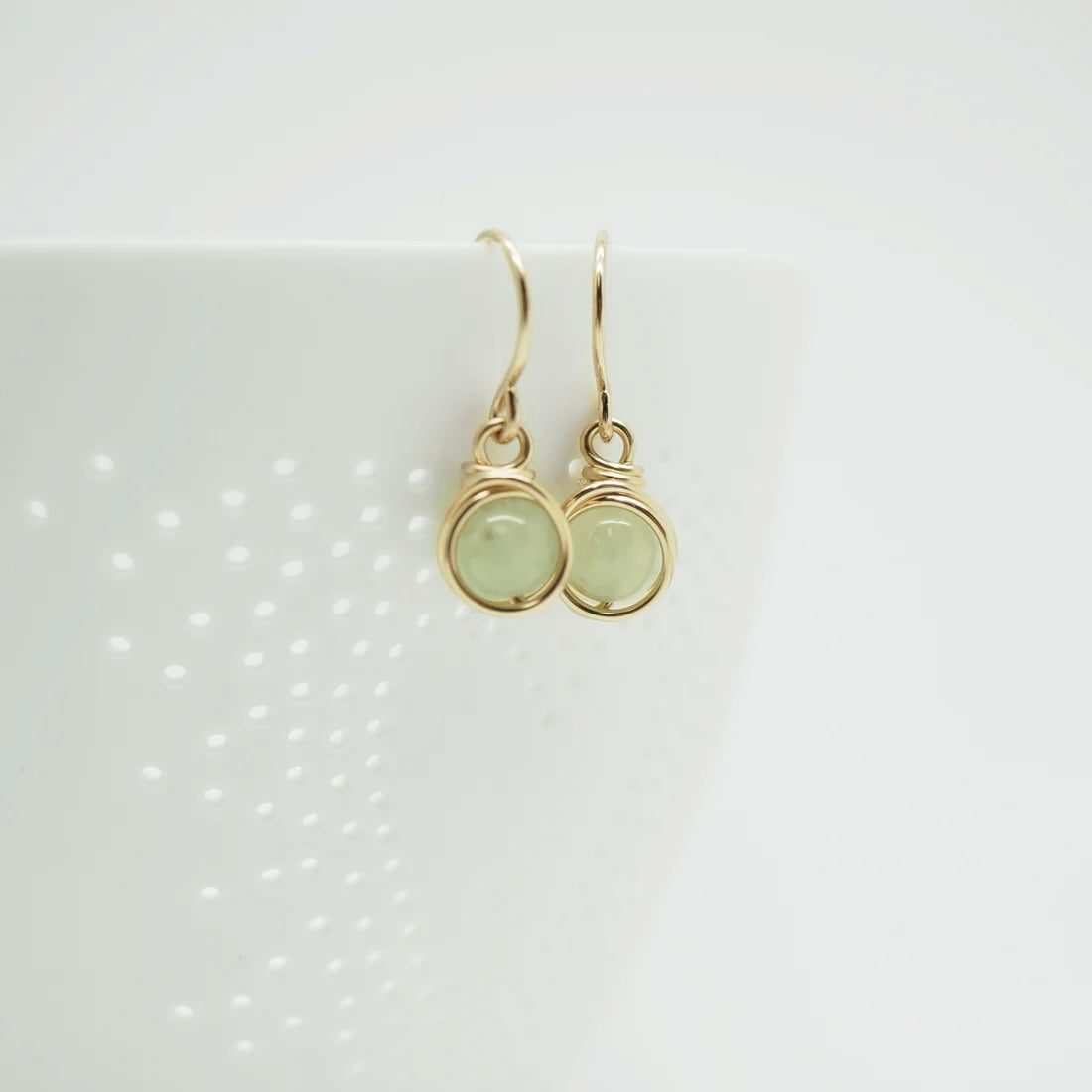 Oorbellen - 14k oorbellen met prehniet