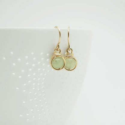 Oorbellen - 14k oorbellen met prehniet