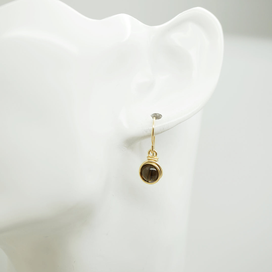 14k gold filled oorbellen met rookkwarts