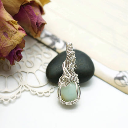 Sterling Zilveren Wire Wrap Hangertje Met Chrysopraas