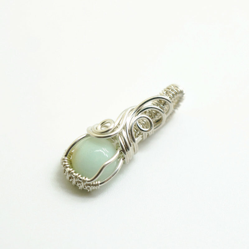 Sterling Zilveren Wire Wrap Hangertje Met Chrysopraas