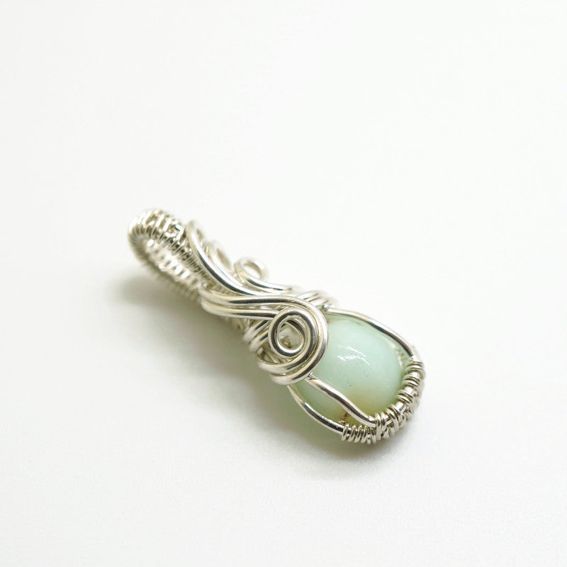 Sterling Zilveren Wire Wrap Hangertje Met Chrysopraas