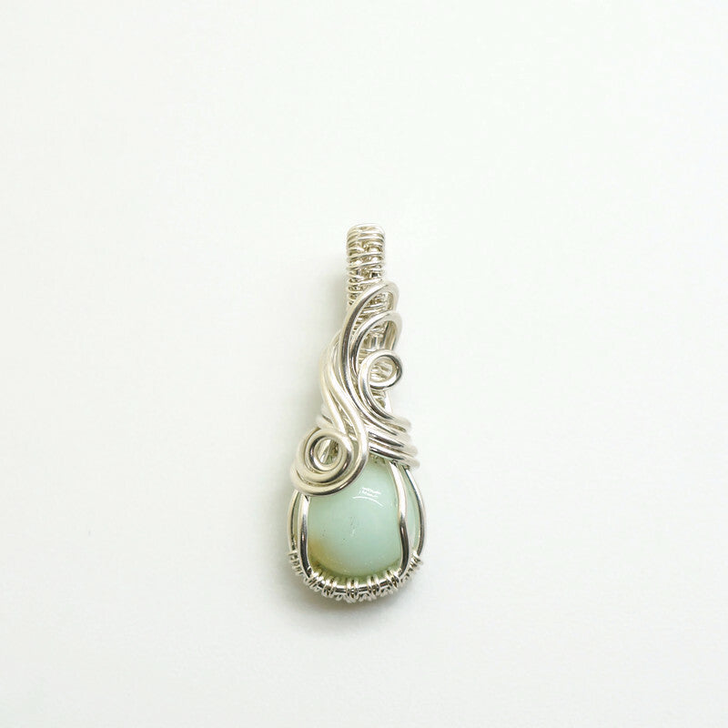 Sterling Zilveren Wire Wrap Hangertje Met Chrysopraas