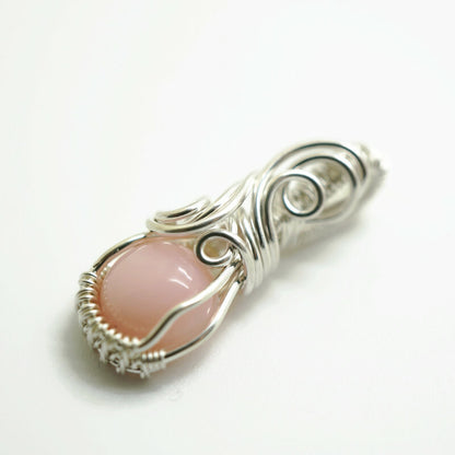 Sterling Zilveren Wire Wrap Hanger Met Roze Opaal