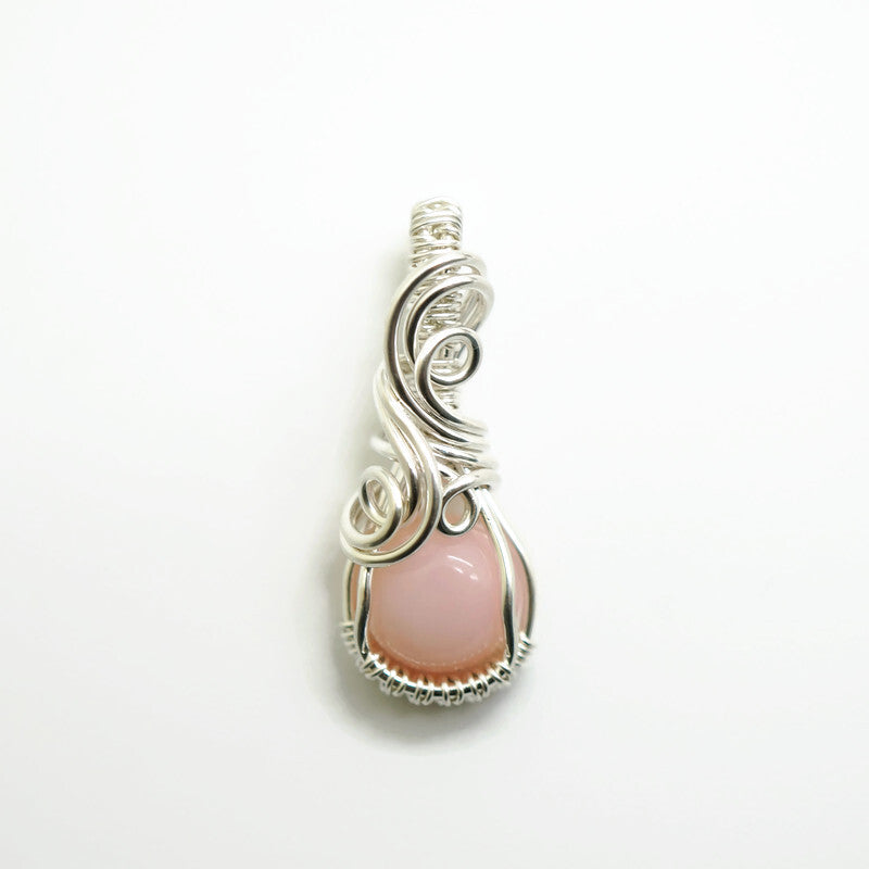 Sterling Zilveren Wire Wrap Hanger Met Roze Opaal