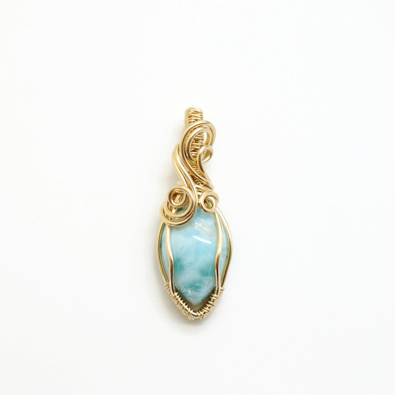 Ketting - Wirewrap hanger - 14K gold filled - Met Larimar steen