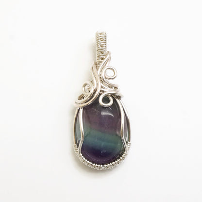 Sterling Zilveren Wire Wrap Hanger met Ovale Fluoriet Cabochon