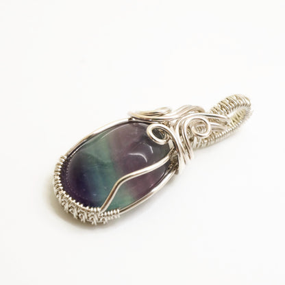 Sterling Zilveren Wire Wrap Hanger met Ovale Fluoriet Cabochon