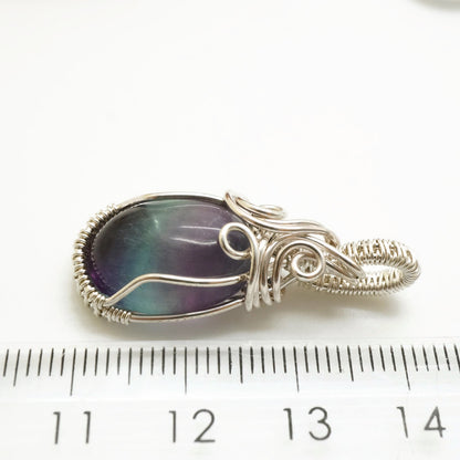 Sterling Zilveren Wire Wrap Hanger met Ovale Fluoriet Cabochon