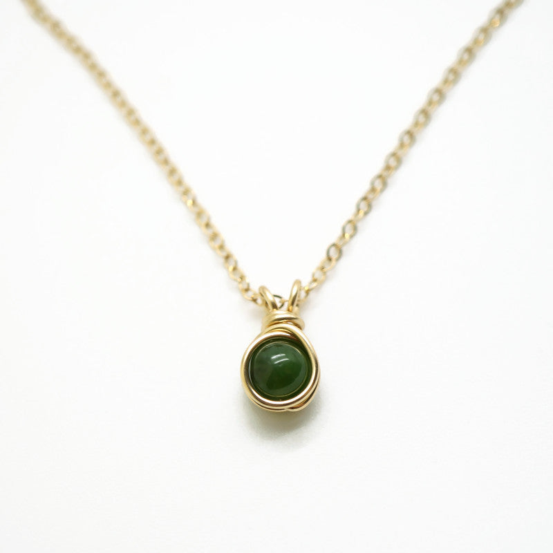 Ketting - 14K gold filled - Met Nefriet Jade