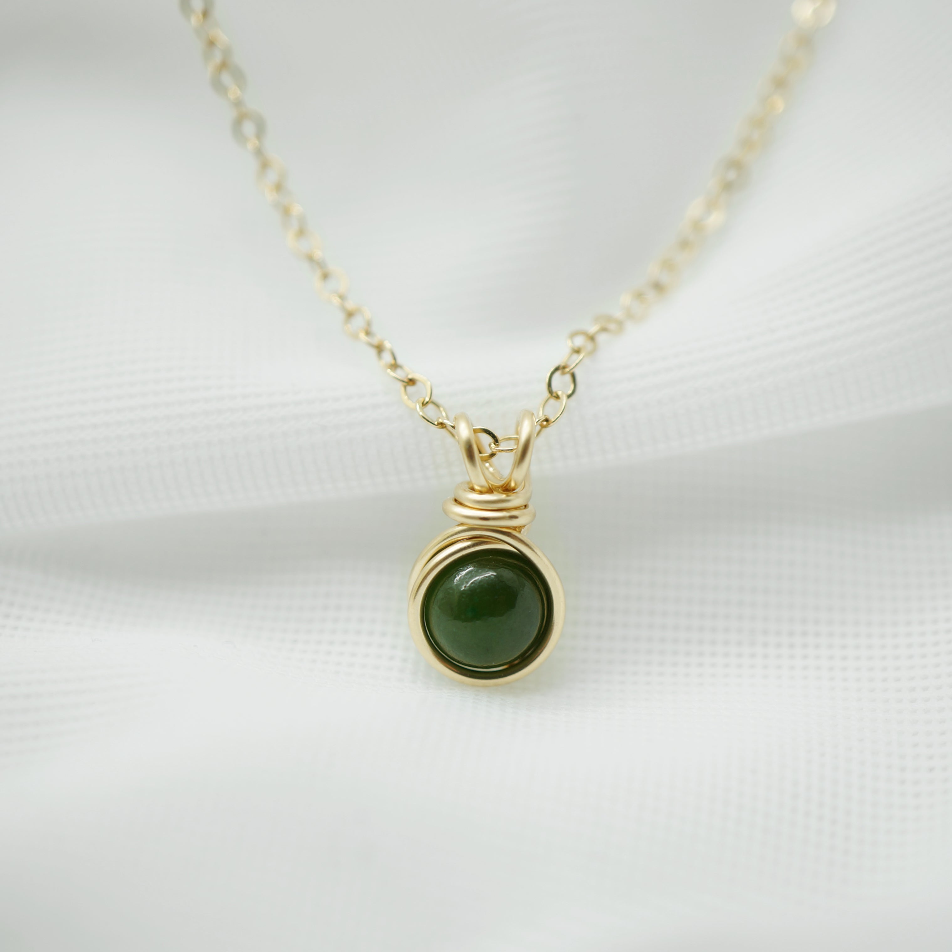 Ketting - 14K gold filled - Met Nefriet Jade