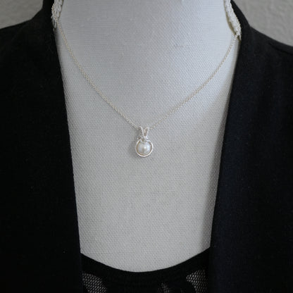 Ketting - Wire wrap hanger - Zilver - Met zoetwaterparel