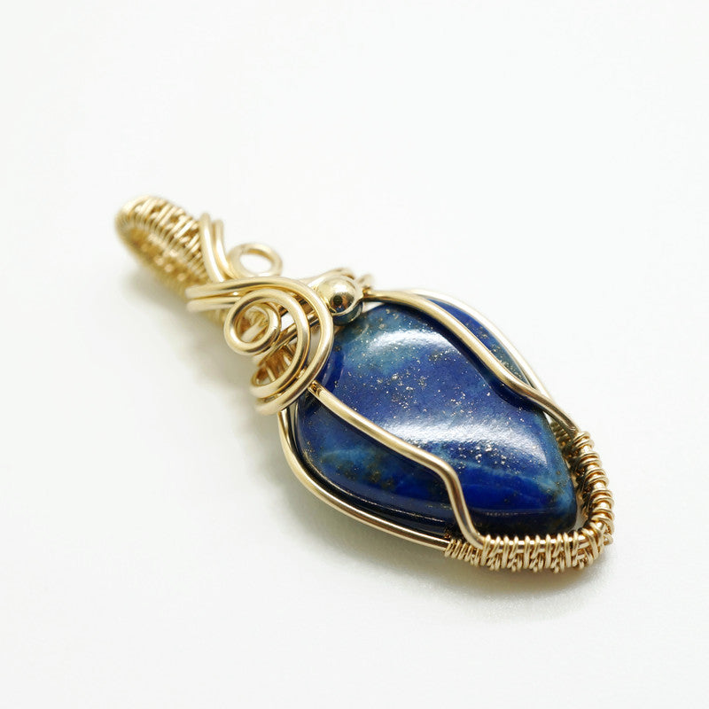 14k gold filled wire wrap hanger met Lapis Lazuli